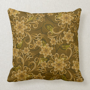 Gouden vintage bloempatroon kussen