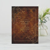 Gouden Vintage Damast Bruiloft Kaart (Staand voorkant)