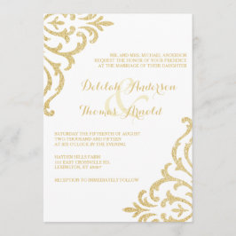 Gouden Vintage Glamour Elegantie Trouwuitnodiging Kaart