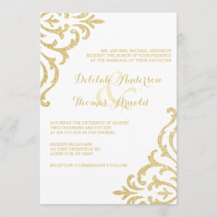 Gouden Vintage Glamour Elegantie Trouwuitnodiging Kaart