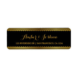 Gouden Vintage Kant Gatsby Retouradreslabel Etiket