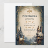 Gouden Vintage Kerstgala Feestdagenkaart (Voorkant / Achterkant)