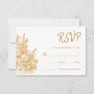Gouden Vintage Sierlijke Rand Trouwen RSVP Kaartje