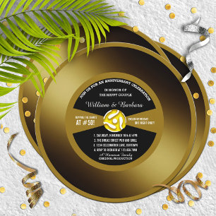 Gouden Vinyl 45 Jubileumfeest Record Kaart