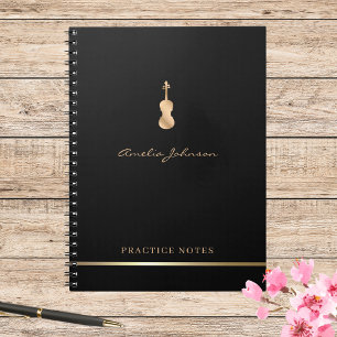 Gouden Viool Viola Elegant Script Stijlvolle Muzik Notitieboek