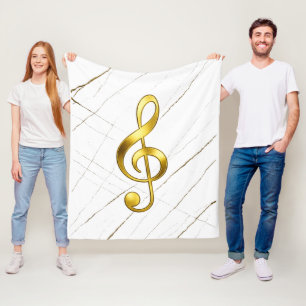 Gouden Vioolsleutel Marmeren Huisdecoratie Fleece Deken