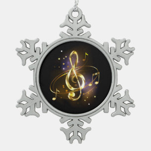 Gouden Vioolsleutel Muziek Tin Sneeuwvlok Ornament