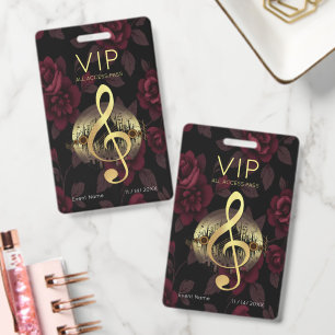 Gouden Vioolsleutel VIP All-Access Donkerroze Luxe Badge