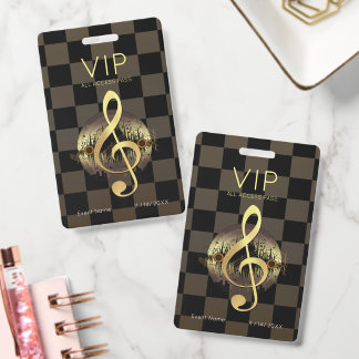 Gouden Vioolsleutel VIP All-Access Luxe Schachbret Badge