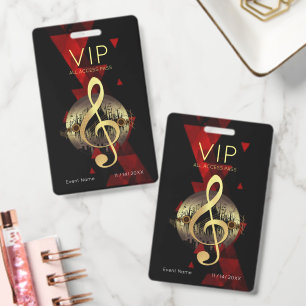 Gouden Vioolsleutel VIP All Access Rood Abstract Badge
