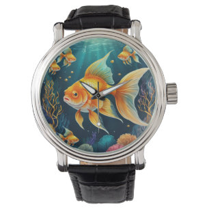 Gouden vis onder water horloge