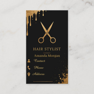✂️ Gouden Visagist Salon Zakelijke Kaart Sjabloon Visitekaartje