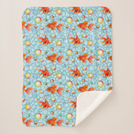 gouden vissen en zeepbellen sherpa deken