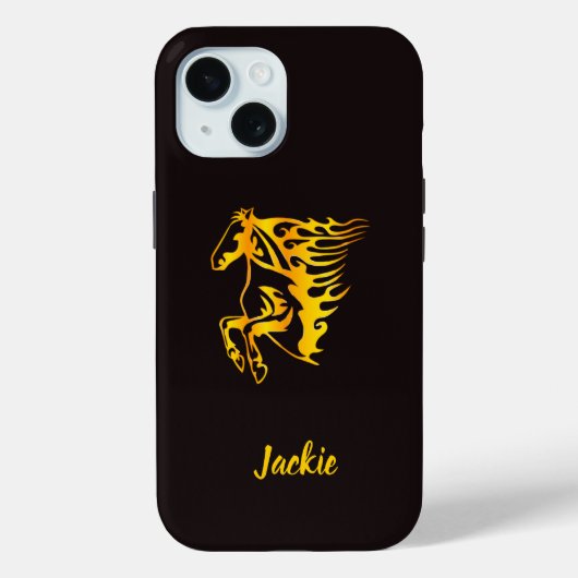 Gouden vlam paard met aangepaste naam Case-Mate iPhone case (Achterkant)