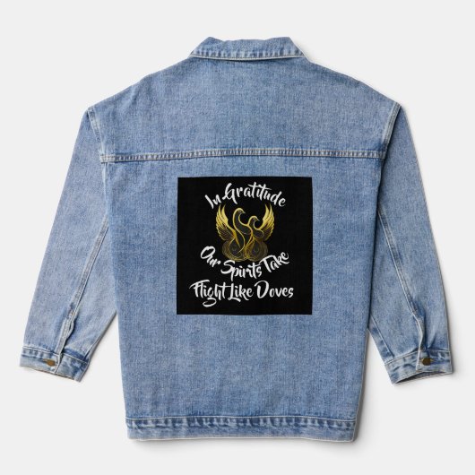 "Gouden Vleugels van Dankbaarheid" Denim Jacket (Achterkant)