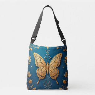 Gouden Vlinder Bloemaccent Voor Dagelijkse Stijl Crossbody Tas