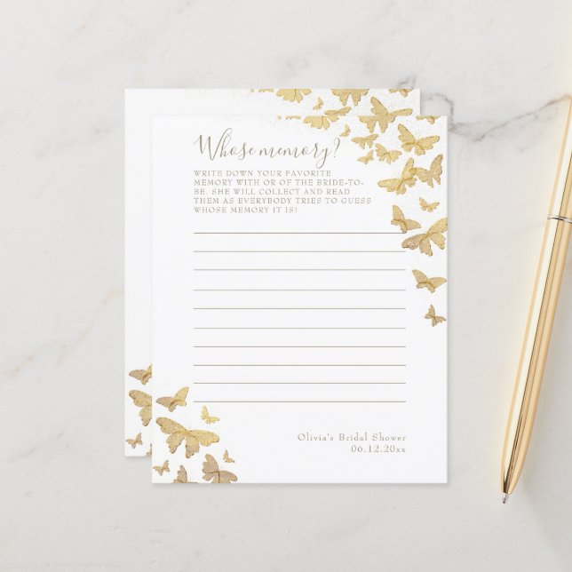 Gouden Vlinder Bruidsmeisjesfeest Wie Herinneringe (Voorkant / Achterkant in situ)