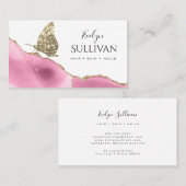 gouden vlinder en roze visitekaartje (Voorkant / Achterkant)