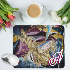 Gouden Vlinder “Fog Like” Monogram Vloeibare Abstr Muismat