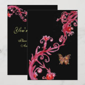 Gouden vlinder, helder rood zwart kaart (Voorkant / Achterkant)