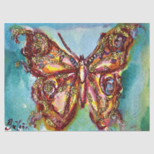 GOUDEN VLINDER IN BLAUWE Waterverf Tissuepapier