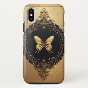 Gouden vlinder in een sierlijk omlijst ontwerp iPhone x hoesje