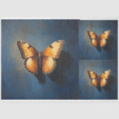 Gouden Vlinder op Donkerblauw X3 Decoupage Tissuepapier (Voorkant)