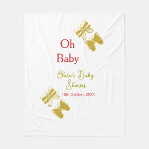Gouden vlinder rood baby shower oh baby modern fleece deken