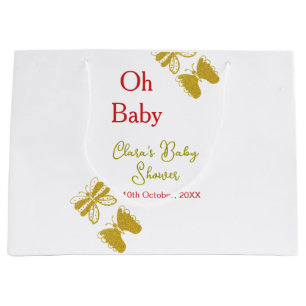 Gouden vlinder rood baby shower oh baby modern groot cadeauzakje