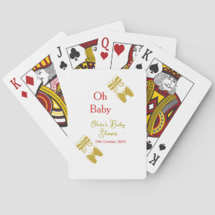 Gouden vlinder rood baby shower oh baby modern pokerkaarten