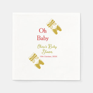 Gouden vlinder rood baby shower oh baby modern servet