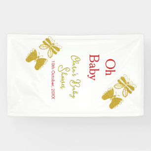 Gouden vlinder rood baby shower oh baby modern spandoek