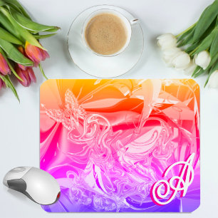Gouden Vlinder Roze Monogram Vloeibare Abstracte K Muismat