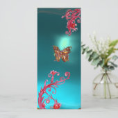 GOUDEN VLINDER TEAL AQUA BLAUWE EDELGESTEENTE KAART (Staand voorkant)