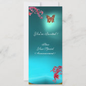 GOUDEN VLINDER TEAL AQUA BLAUWE EDELGESTEENTE KAART (Achterkant)