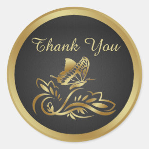 Gouden vlinder, wervelen op zwart Dank U Sticker