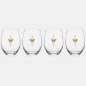 Gouden vlinder. wijnglas zonder voet (Achterkant)