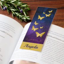 Gouden Vlinders Blauw Paarse Achtergrond Boeklegge