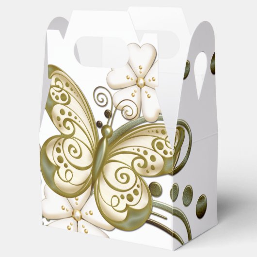 Gouden vlinders Bloemen Favor Box Bedankdoosjes (Geopend)
