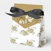 Gouden Vlinders Bloemen Patroon Favor Box Bedankdoosjes (Voorkant Zijde)