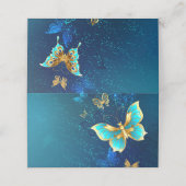 Gouden Vlinders op een Blauwe Achtergrond (Buitenkant ongevouwen)