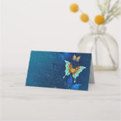 Gouden Vlinders op een Blauwe Achtergrond (Achterkant)