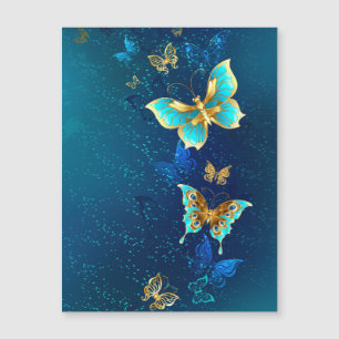 Gouden Vlinders op een Blauwe Achtergrond