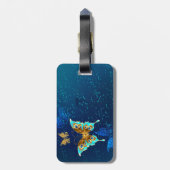 Gouden Vlinders op een Blauwe Achtergrond Bagagelabel (Achterkant verticaal)