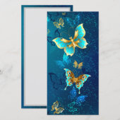 Gouden vlinders op een blauwe achtergrond bedankkaart (Voorkant / Achterkant)