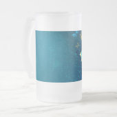 Gouden Vlinders op een Blauwe Achtergrond Matglas Bierpul (Voorkant links)