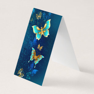 Gouden vlinders op een blauwe achtergrond visitekaartjes