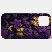 Gouden vlinders op paarse bloemen Case-Mate iPhone case (Achterkant (horizontaal))