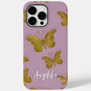 Gouden Vlinders Persoonlijke Naam Case-Mate iPhone 14 Pro Max Hoesje