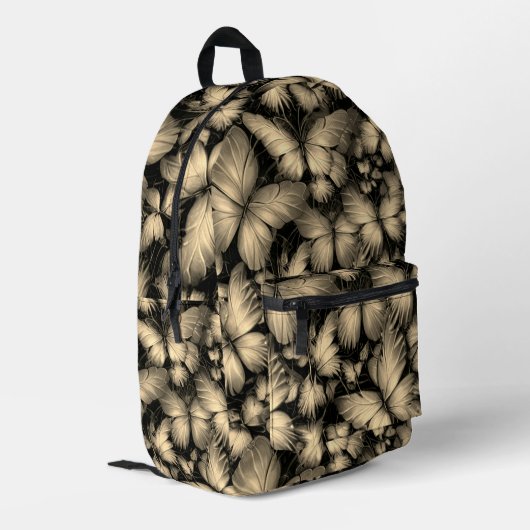 Gouden Vlinders Print Bedrukte Rugzak (Achterkant Hoek Links)